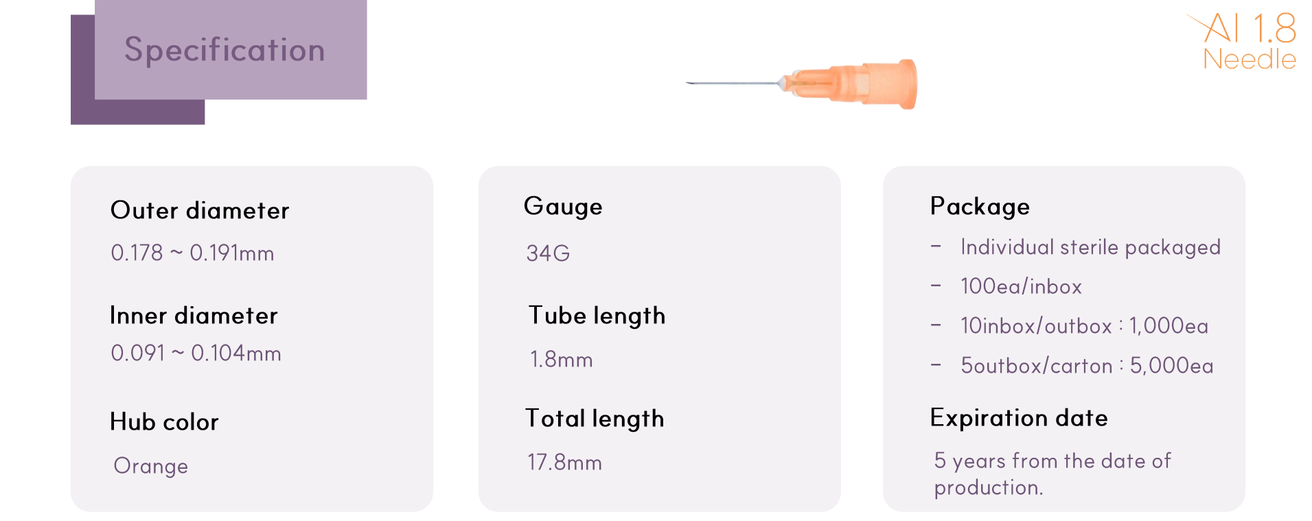 AI Meso needle 34G 1.8mm